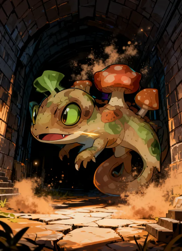 CC0AIMon card art of Shroomeleon #013