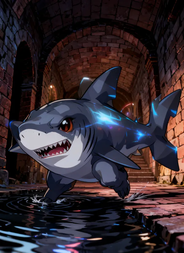 CC0AIMon card art of Gnawshark #066