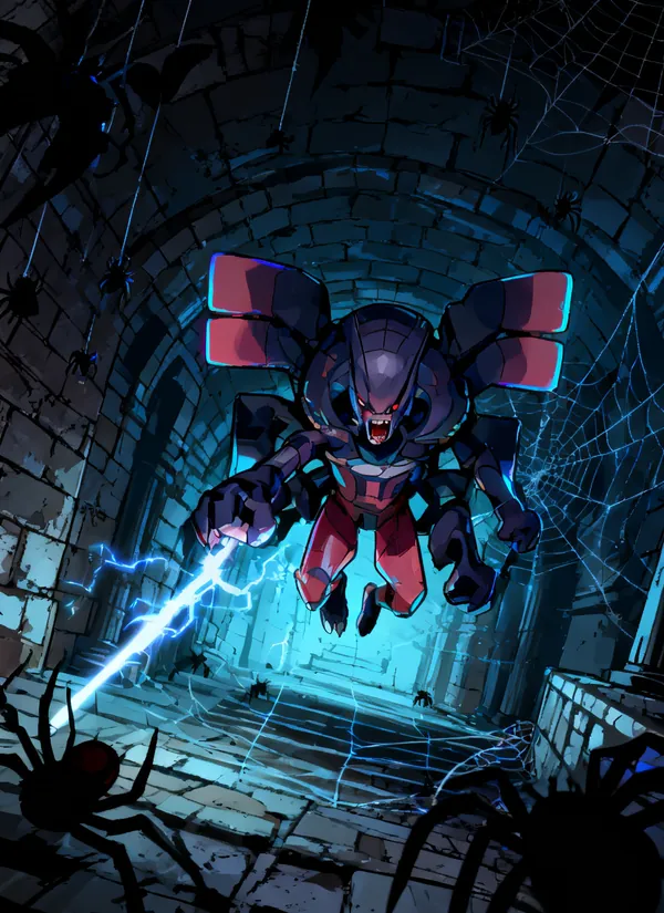 CC0AIMon card art of Arachnode #089