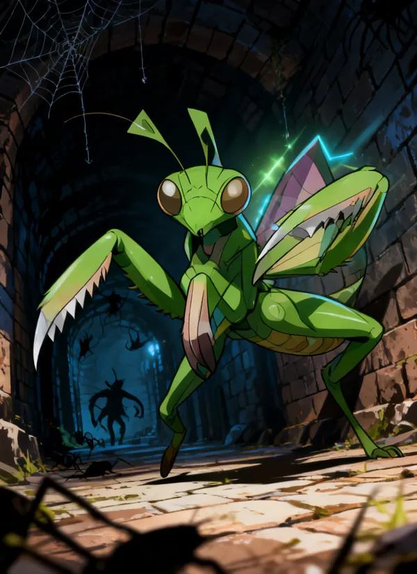 CC0AIMon card art of Mantigrass #097