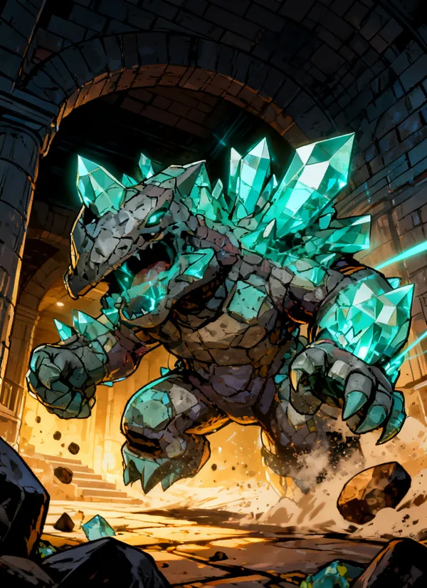 CC0AIMon card art of Geozilla #098