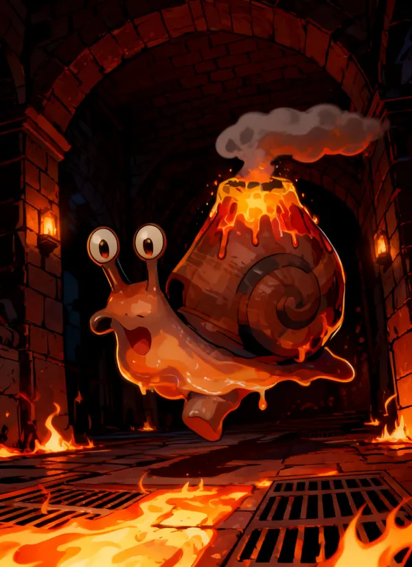 CC0AIMon card art of Slowlava #199